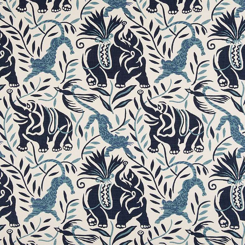 Raoul Dufy La Jungle Linen in Dark Indigo